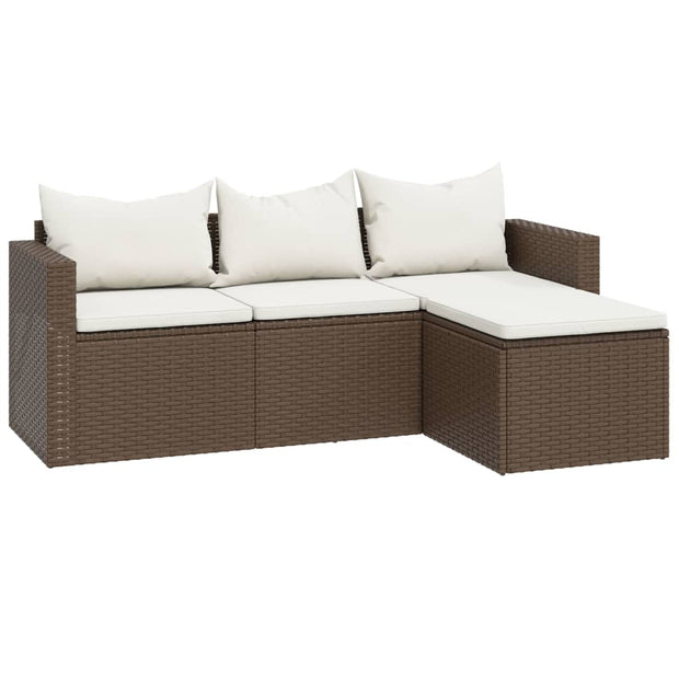 Patio Lounge Set Brown Poly Rattan