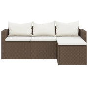 Patio Lounge Set Brown Poly Rattan