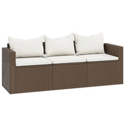 Patio Lounge Set Brown Poly Rattan