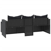 Patio Lounge Set Black Poly Rattan