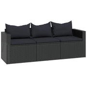 Patio Lounge Set Black Poly Rattan