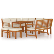 9 Piece Patio Dining Set with Cushions Solid Wood Acacia