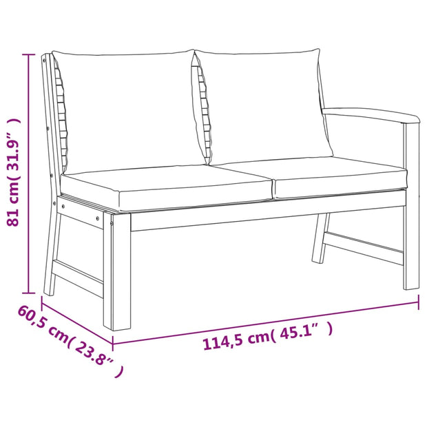 9 Piece Patio Dining Set with Cushions Solid Wood Acacia