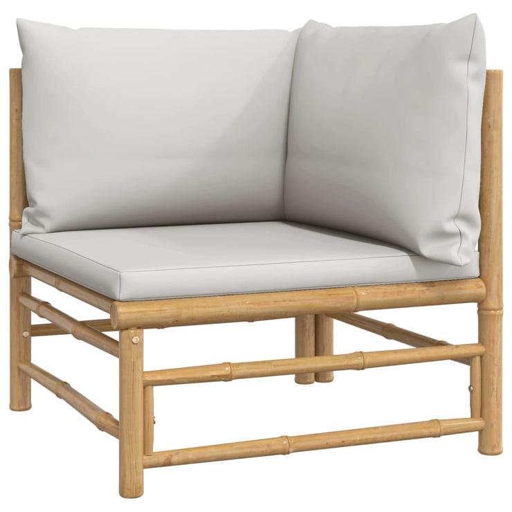 Patio Corner Sofas with Light Gray Cushions 2 pcs Bamboo