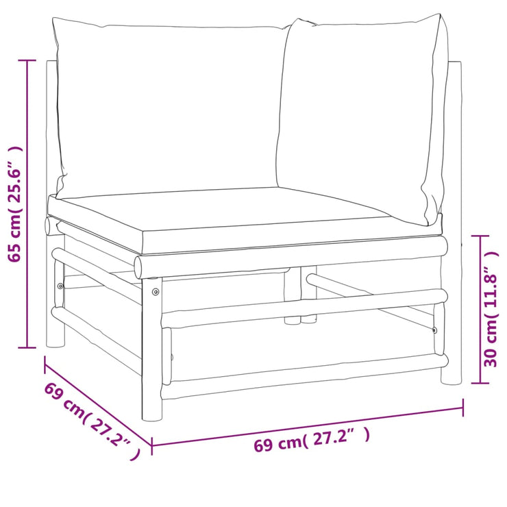 Patio Corner Sofas with Light Gray Cushions 2 pcs Bamboo