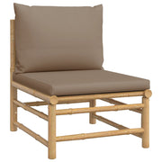 9 Piece Patio Lounge Set with Taupe Cushions Bamboo