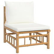 9 Piece Patio Lounge Set with Cream White Cushions Bamboo