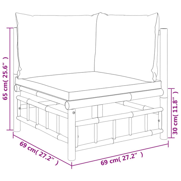 Patio Corner Sofas with Dark Gray Cushions 2 pcs Bamboo