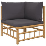 9 Piece Patio Lounge Set with Dark Gray Cushions Bamboo