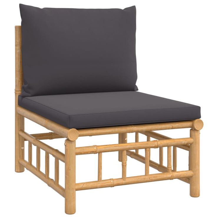 9 Piece Patio Lounge Set with Dark Gray Cushions Bamboo