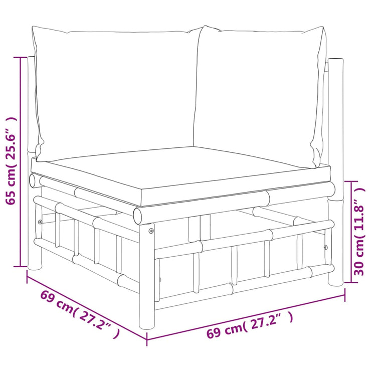 9 Piece Patio Lounge Set with Dark Gray Cushions Bamboo