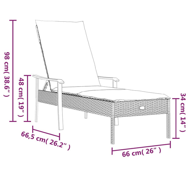 Sun Lounger with Cushion Gray Poly Rattan