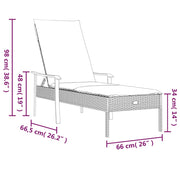 Sun Loungers 2 pcs with Table and Cushions Gray Poly Rattan