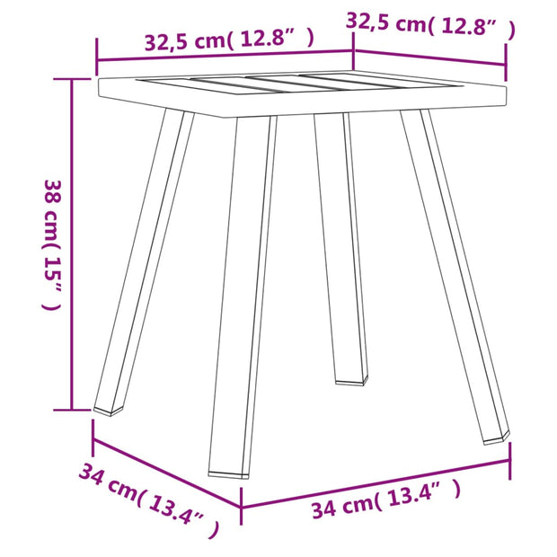 Patio Table Anthracite 13.4"x13.4"x15" Steel