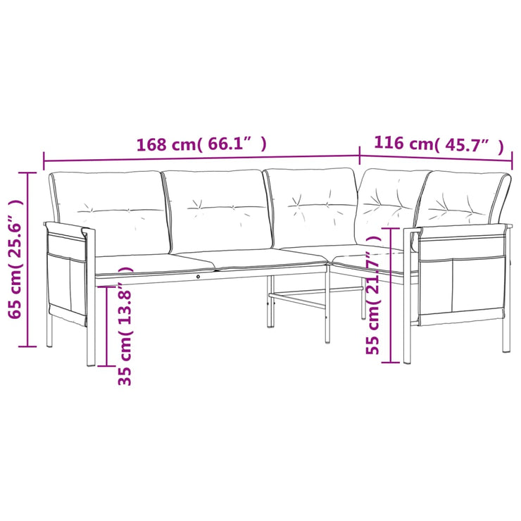 Patio Corner Sofa Anthracite Steel and Textilene