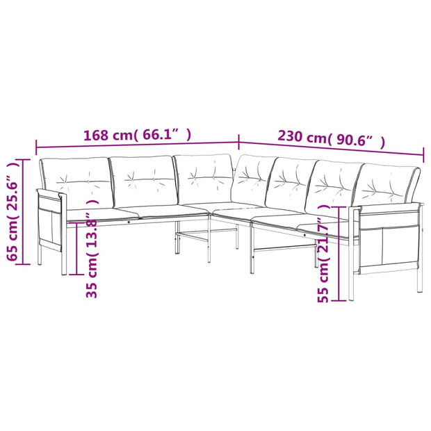 Patio Corner Sofa Anthracite Steel and Textilene