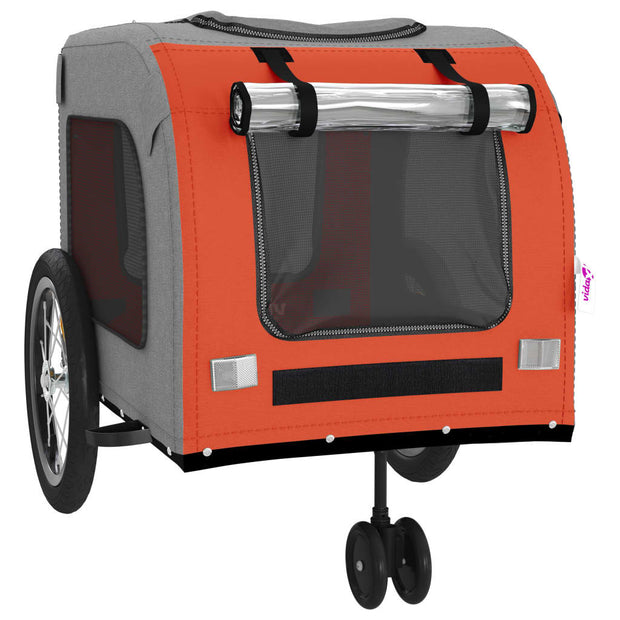 Pet Bike Trailer Orange and Gray Oxford Fabric and Iron