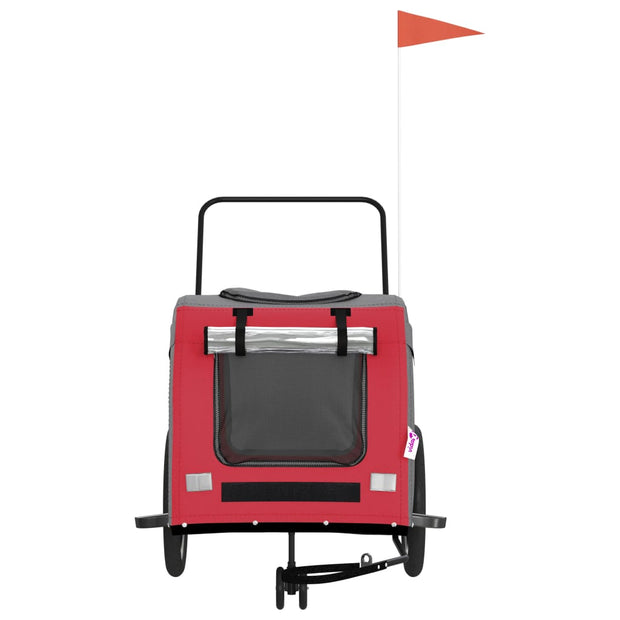 Pet Bike Trailer Red and Gray Oxford Fabric and Iron