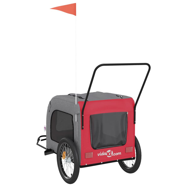 Pet Bike Trailer Red and Gray Oxford Fabric and Iron