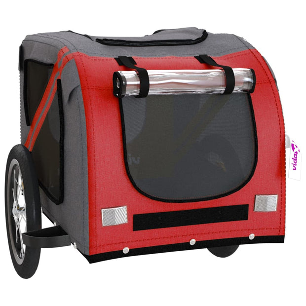 Pet Bike Trailer Red and Gray Oxford Fabric and Iron