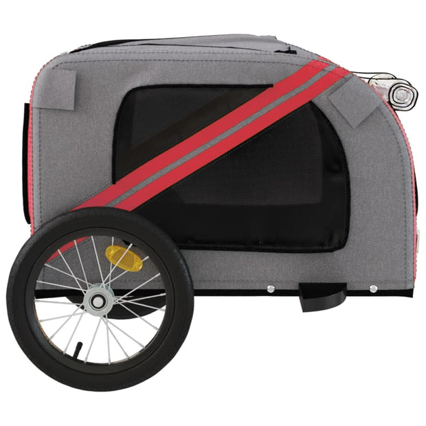 Pet Bike Trailer Red and Gray Oxford Fabric and Iron