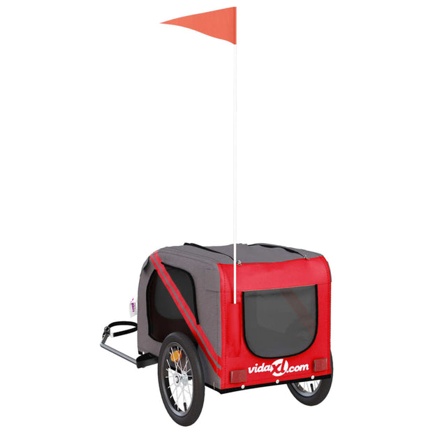 Pet Bike Trailer Red and Gray Oxford Fabric and Iron