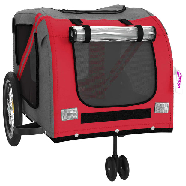 Pet Bike Trailer Red and Gray Oxford Fabric and Iron