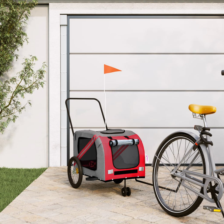 Pet Bike Trailer Red and Gray Oxford Fabric and Iron