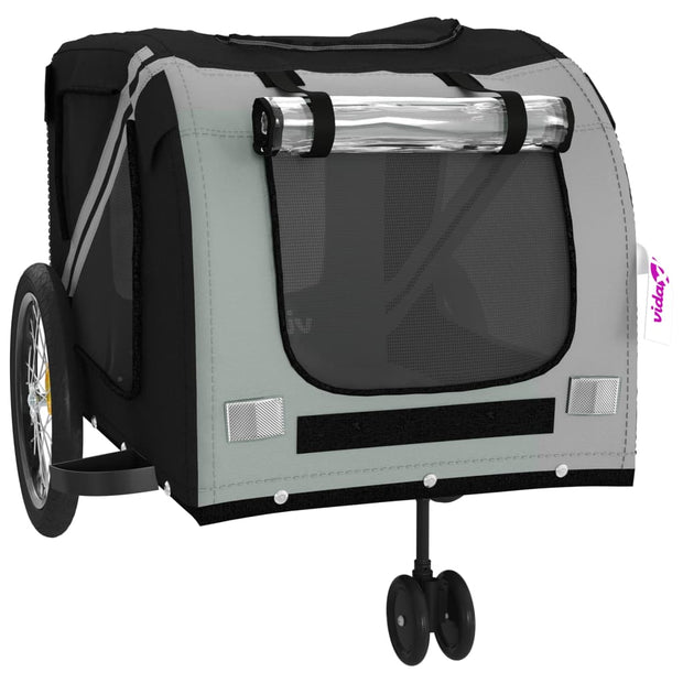 Pet Bike Trailer Gray and Black Oxford Fabric and Iron