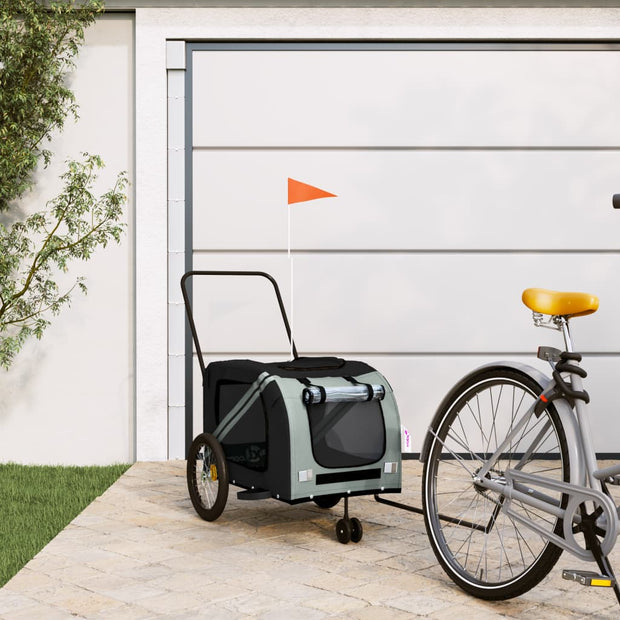 Pet Bike Trailer Gray and Black Oxford Fabric and Iron