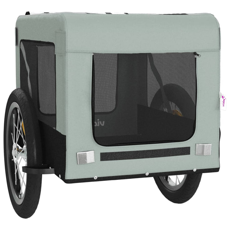 Pet Bike Trailer Gray and Black Oxford Fabric&Iron