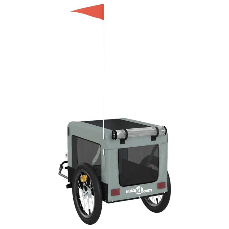 Pet Bike Trailer Gray and Black Oxford Fabric&Iron