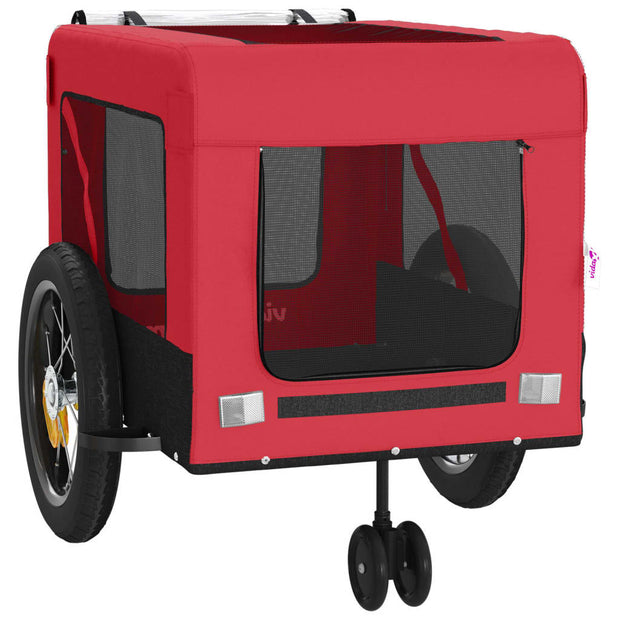 Pet Bike Trailer Red and Black Oxford Fabric and Iron