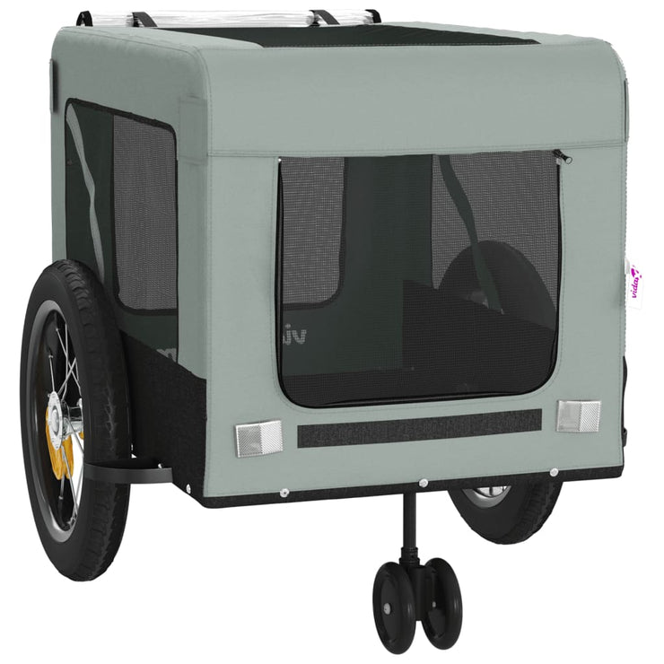 Pet Bike Trailer Gray and Black Oxford Fabric and Iron