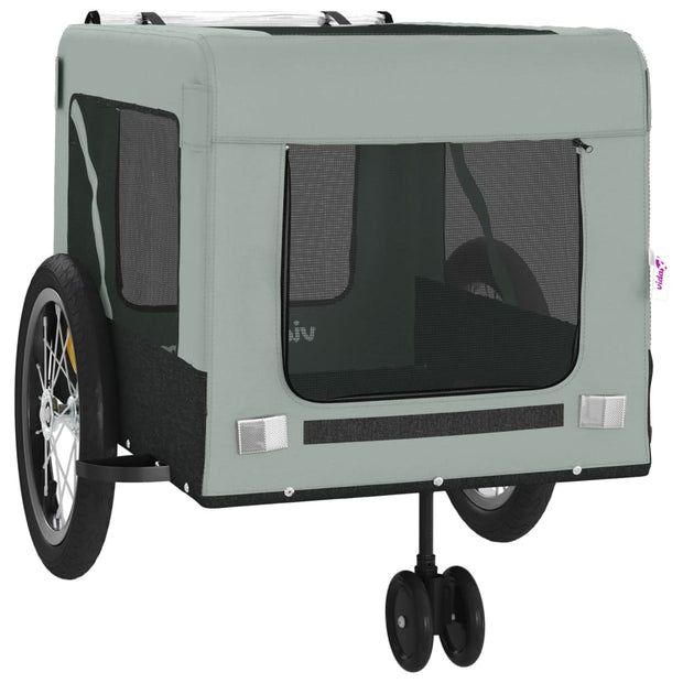 Pet Bike Trailer Gray and Black Oxford Fabric and Iron