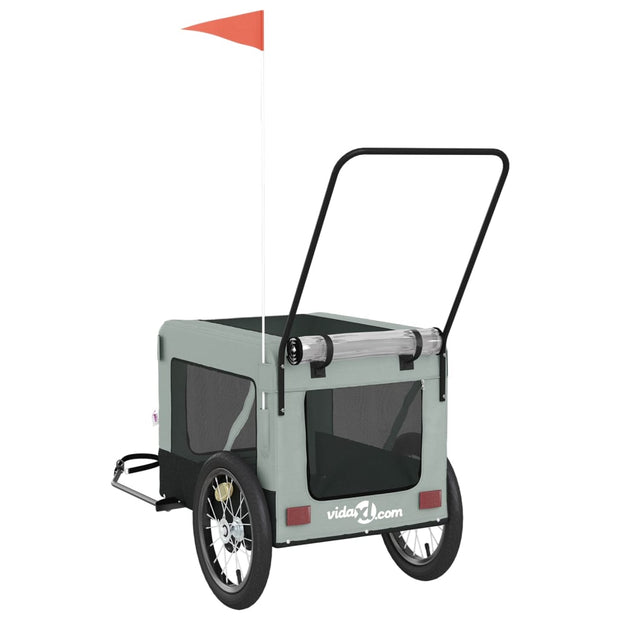 Pet Bike Trailer Gray and Black Oxford Fabric and Iron