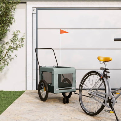 Pet Bike Trailer Gray and Black Oxford Fabric and Iron