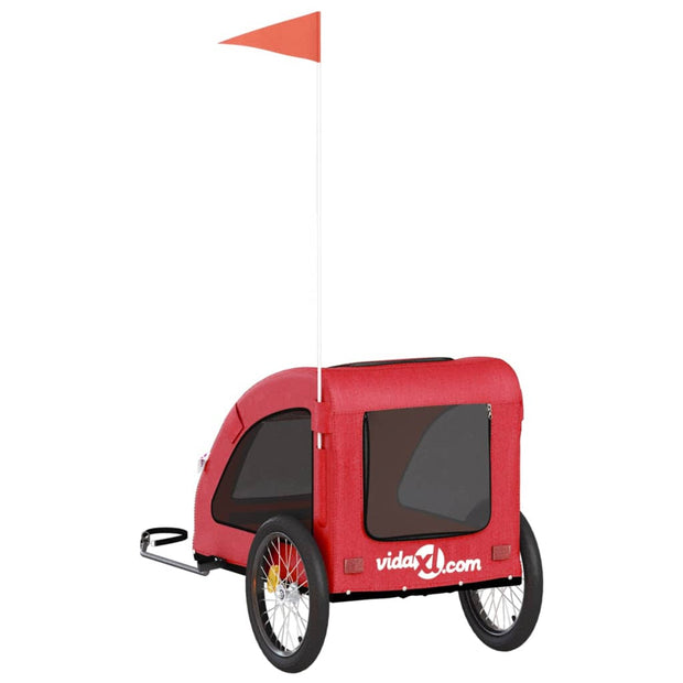 Pet Bike Trailer Red Oxford Fabric and Iron