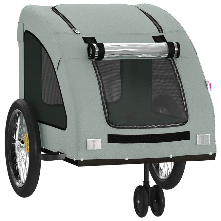 Pet Bike Trailer Gray Oxford Fabric and Iron