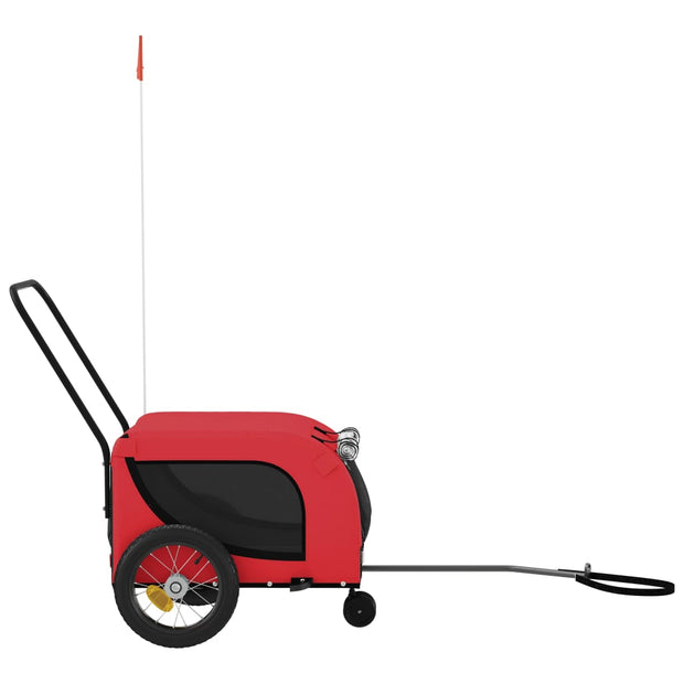 Pet Bike Trailer Red and Black Oxford Fabric and Iron