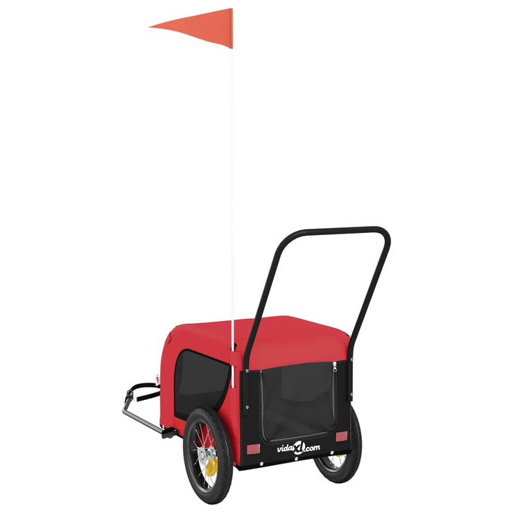 Pet Bike Trailer Red and Black Oxford Fabric and Iron