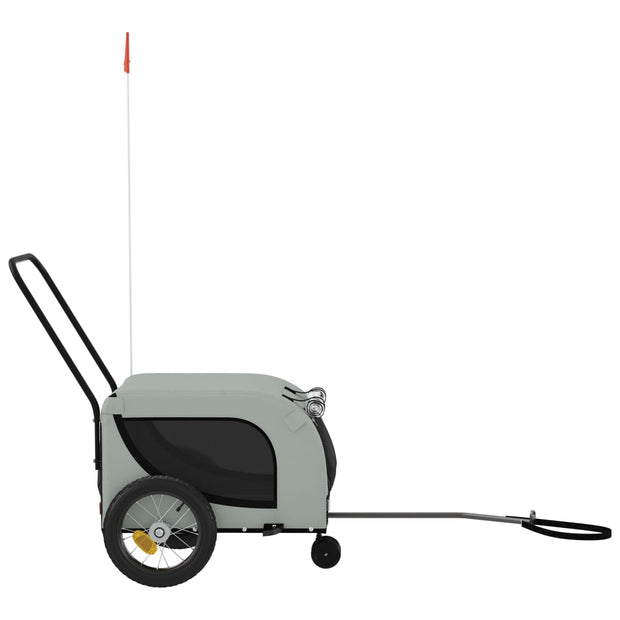 Pet Bike Trailer Gray and Black Oxford Fabric and Iron