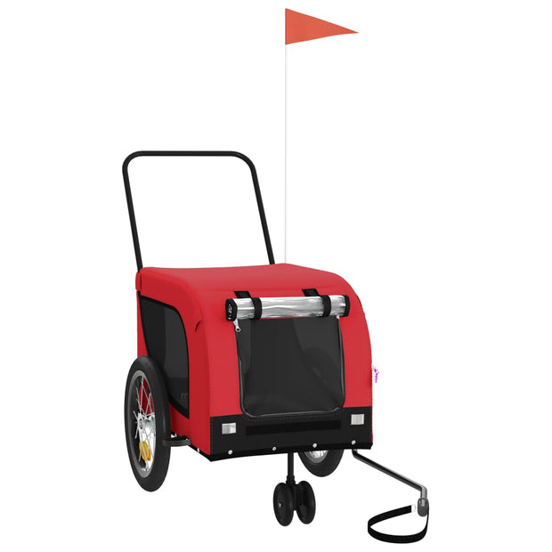 Pet Bike Trailer Red and Black Oxford Fabric and Iron