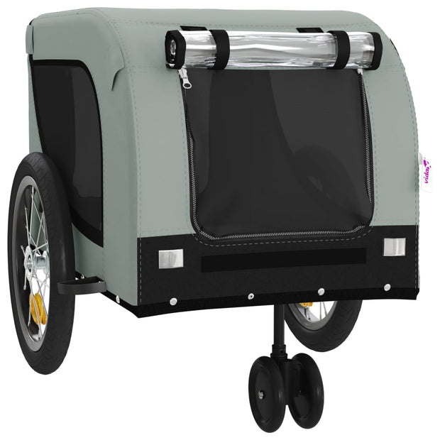 Pet Bike Trailer Gray and Black Oxford Fabric and Iron