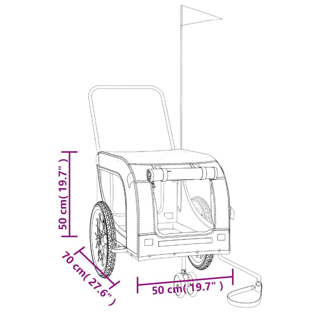 Pet Bike Trailer Gray and Black Oxford Fabric and Iron