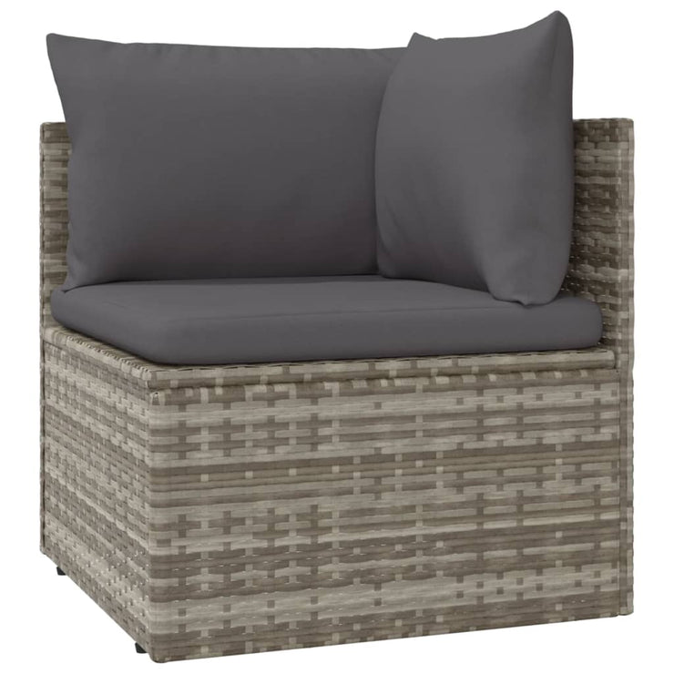 9 Piece Patio Lounge Set with Cushions Gray Poly Rattan