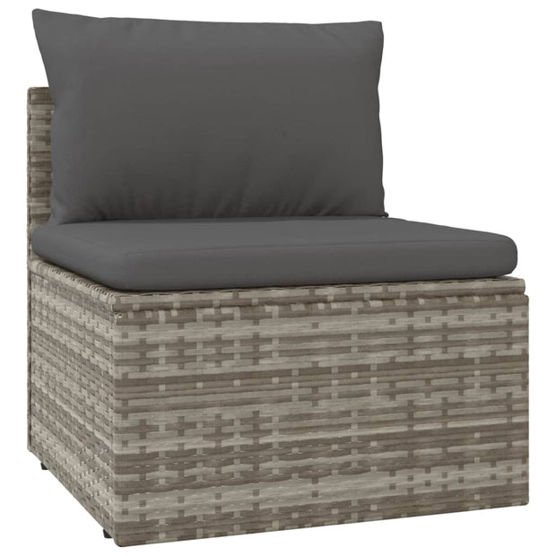 9 Piece Patio Lounge Set with Cushions Gray Poly Rattan