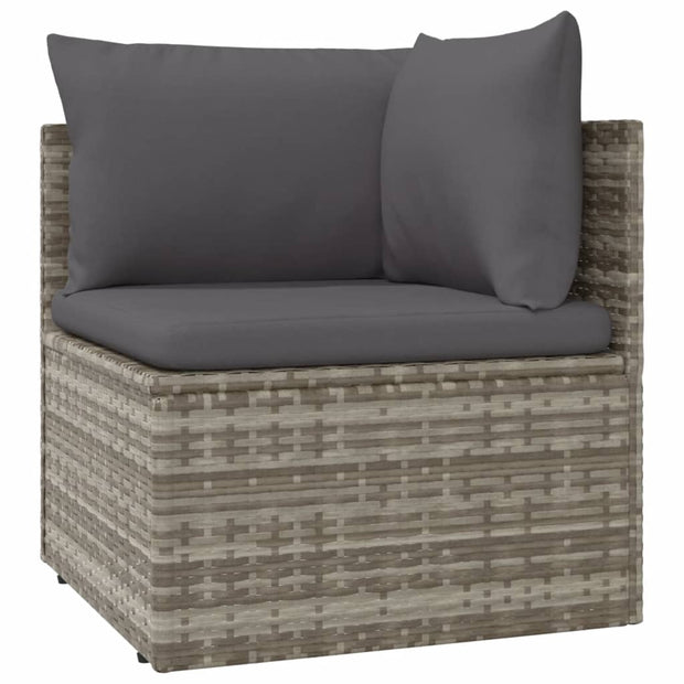 9 Piece Patio Lounge Set with Cushions Gray Poly Rattan