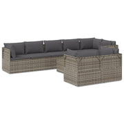 9 Piece Patio Lounge Set with Cushions Gray Poly Rattan