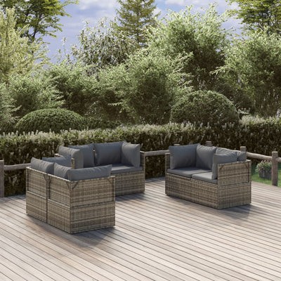 Patio Corner Sofas 6 pcs Gray 22.4"x22.4"x22" Poly Rattan